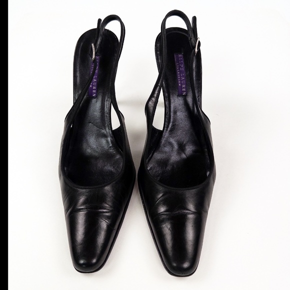 Ralph Lauren Purple Label Black Slingback Heels Pumps - Picture 3 of 7
